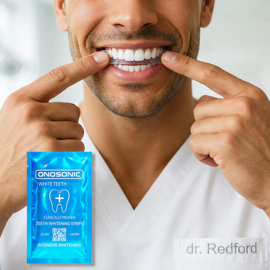 ONOSONIC teeth whitening strips for a brighter smile at home in the UAE